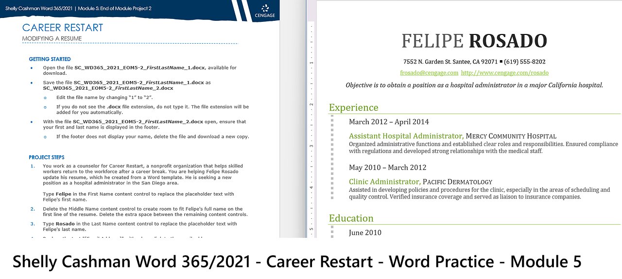 Shelly Cashman Word 365/2021 | Module 5: End of Module Project 2 | CAREER RESTART