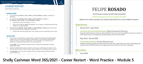 Shelly Cashman Word 365/2021 | Module 5: End of Module Project 2 | CAREER RESTART