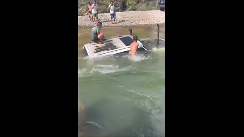 How did the driver get the car out of the water?