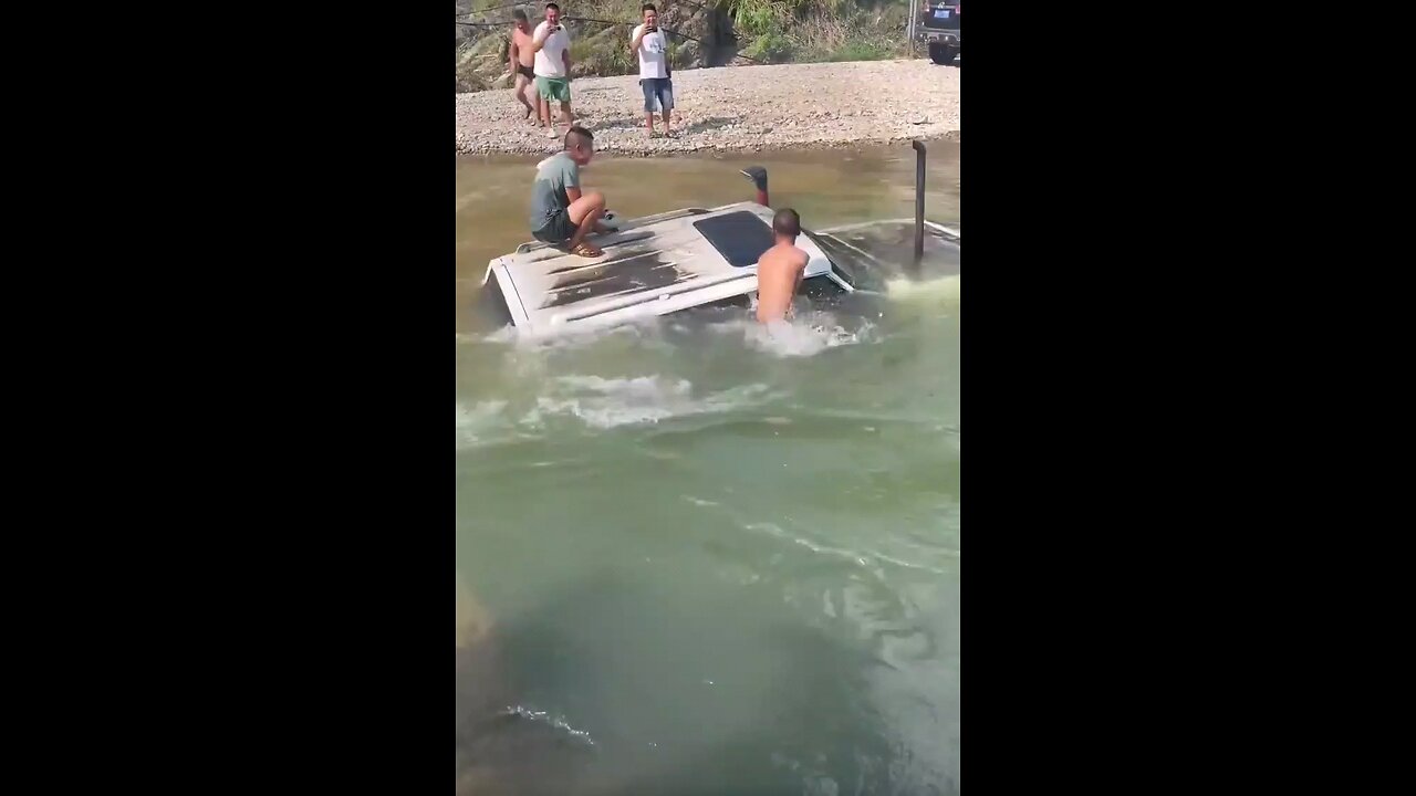 How did the driver get the car out of the water?