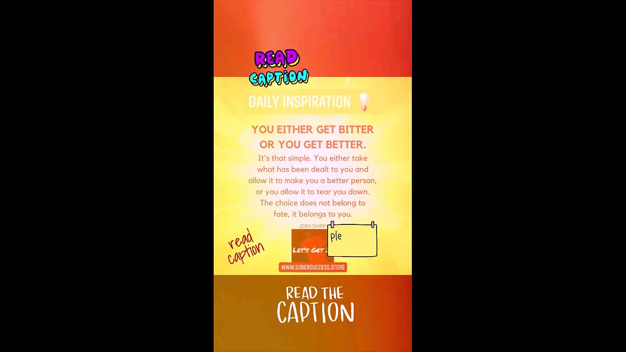 🗣You Either Get Bitter Or BETTER, The Choice Is Yours‼️😎#SoberCoach #Motivation #MorningQuote