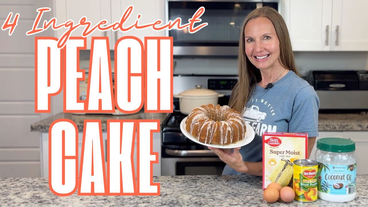 Easy 4-Ingredient Peach Bundt Cake with Glaze | Super Moist Cake Mix Hack!
