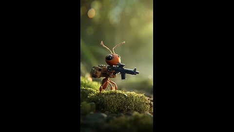 Ants with guns shoot at spider