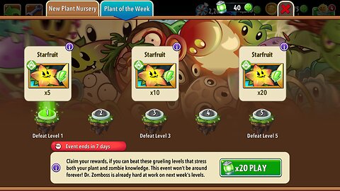 Plants vs Zombies 2 - Plant of the Week - Starfruit - June 2025