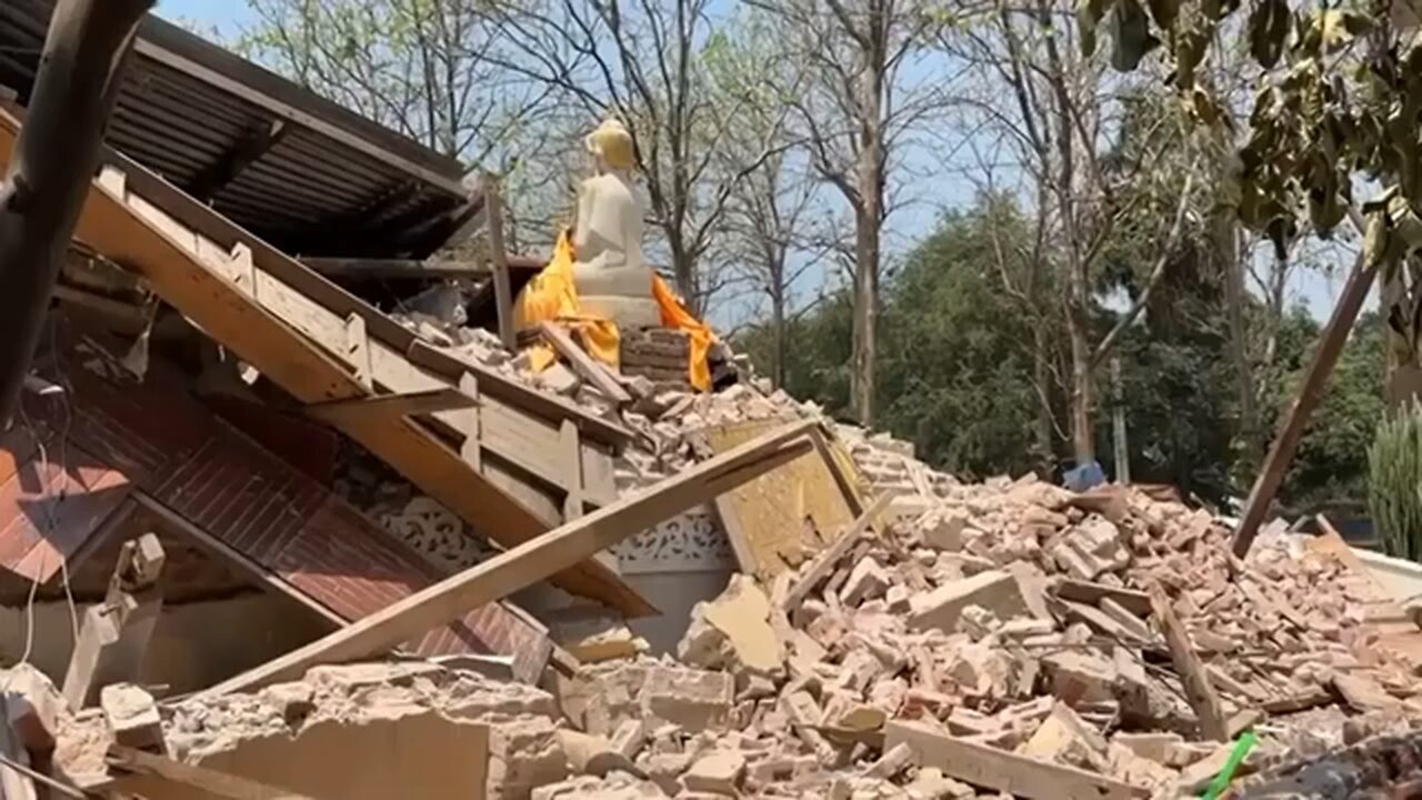 Buddhist monastery in Myanmar in ruins as earthquake recovery underway