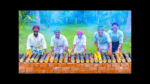 BAMBOO CHICKEN | Chicken Cooking in Bamboo | Direct Fired Bamboo Chicken Recipe Cooking in Village