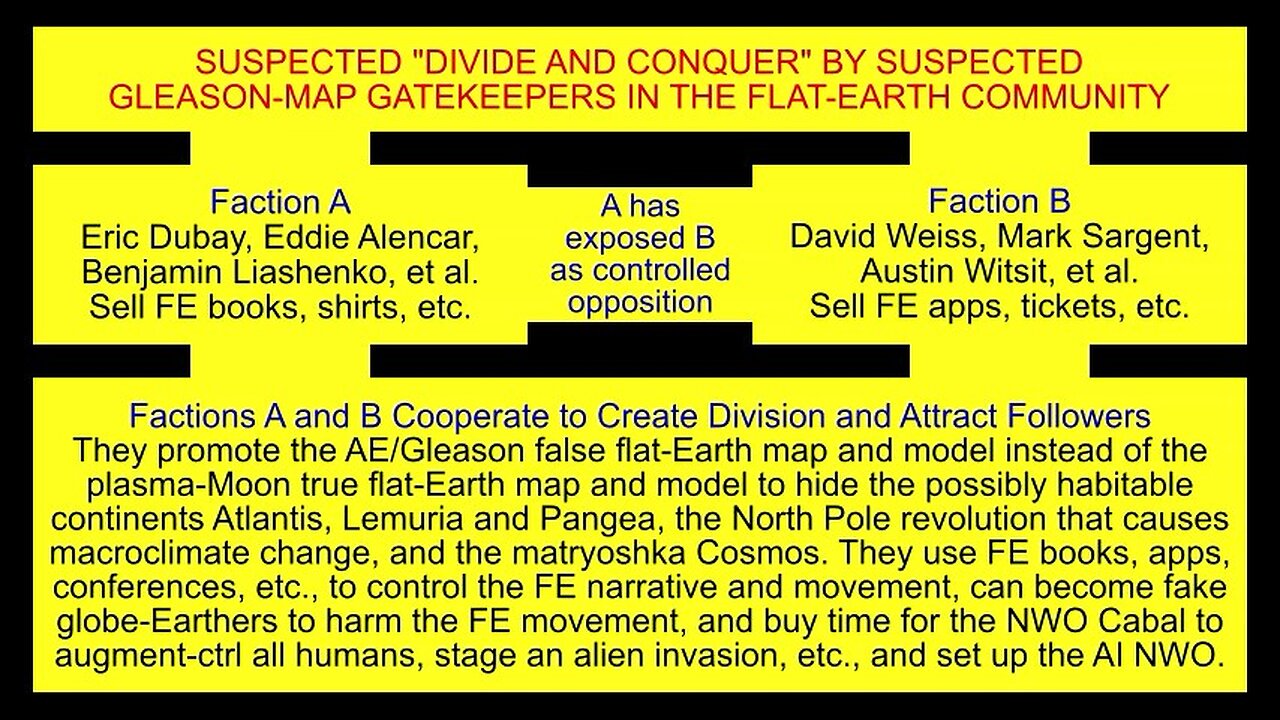 Beware of "Divide & Conquer" by Cabal/NASA-Paid Gleason-Map Gatekeepers in the Flat-Earth Community!