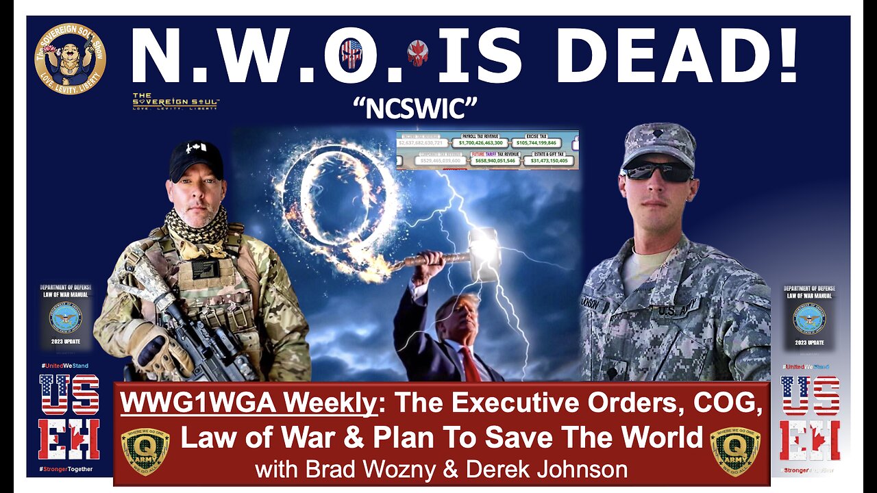 WWG1WGA - NCSWIC, Income Tax No More, Deep State NWO Dead! Trump's EO's, Brad Wozny & Derek Johnson