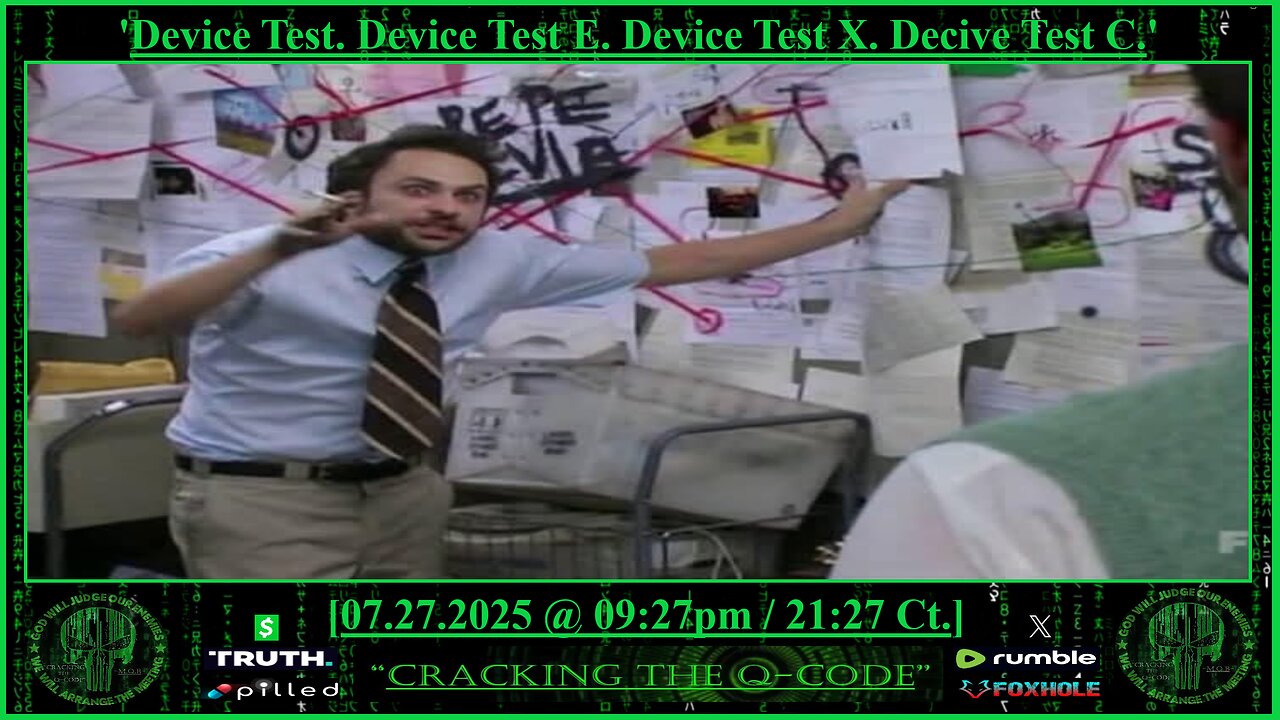 "CRACKING THE Q-CODE" ~ 'Device Test. Device Test E. Device Test X. Device Test C.'