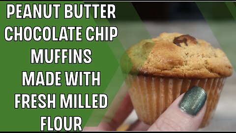 Peanut Butter Chocolate Chip Muffins made with Fresh Milled Flour