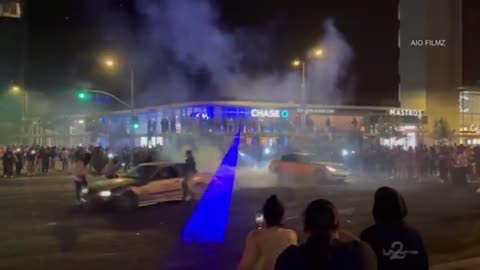 Dangerous Street Takeover in Downtown LA