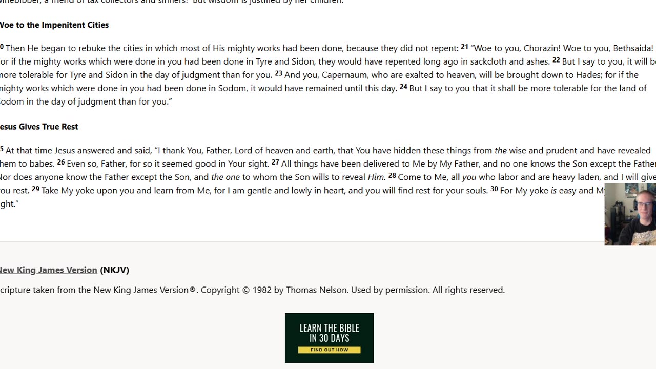 Matthew 8 through 11 NKJV (Joshzilla89 Bible Reading)