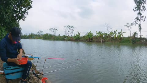 A Stormy Day Fishing for Bream by the Riverside