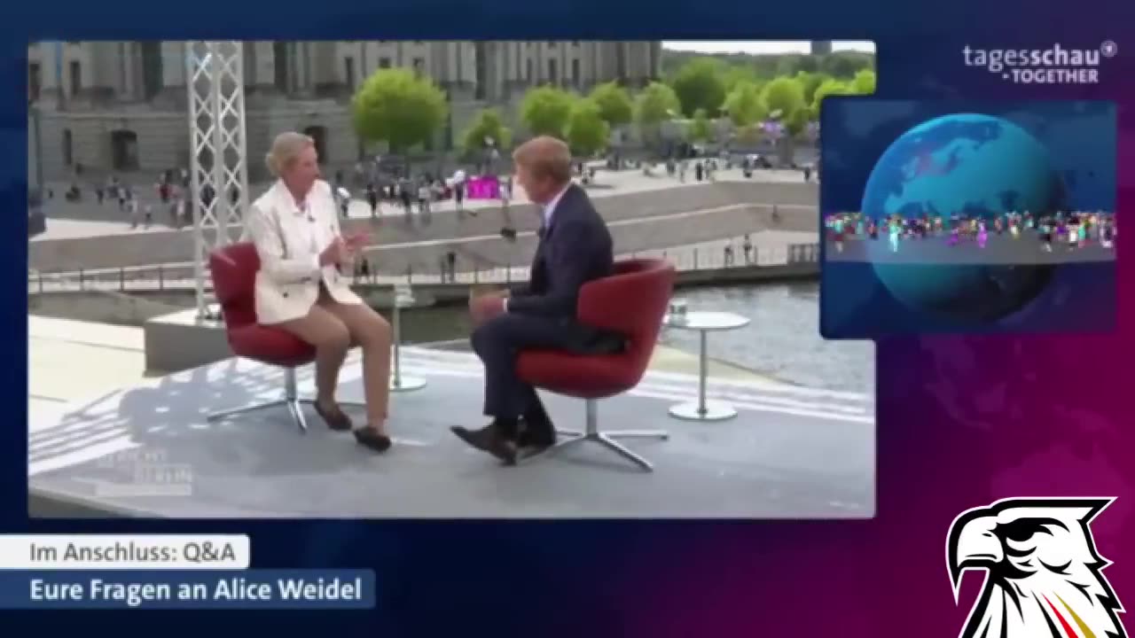 ARD-#Sommerinterview mit AfD-Chefin Alice Weidel — begleitet von Linksextremisten-Sound 🎶🤦🏻‍♂️