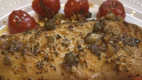 Pan Seared Cod with Blistered Tomatoes & Capers