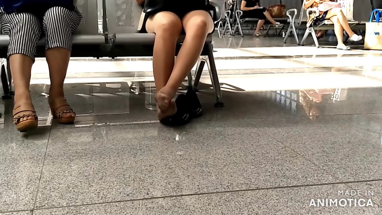 Resting her sore feet...