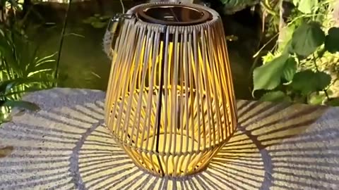Rattan Solar Lantern IP6 Waterproof Hanging Bamboo 
