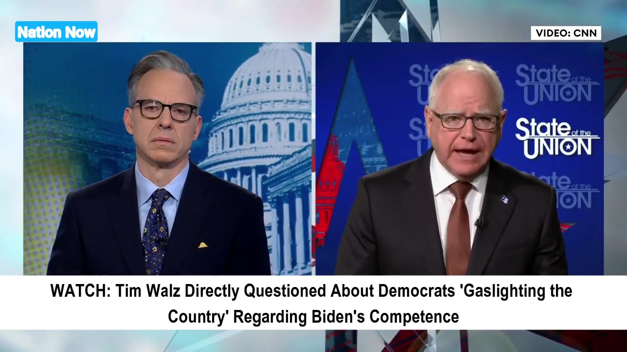 Tim Walz Asked About Dems 'Gaslighting' on Biden's Competence