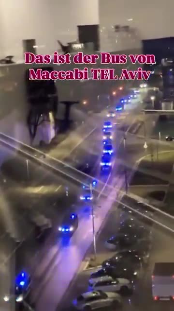 🚨🇩🇪🇮🇱 Footage shows how the Maccabi Tel Aviv squad bus was protected yesterday in Stuttgart. Germany spends Tax payers’ money and resources to protect Jews