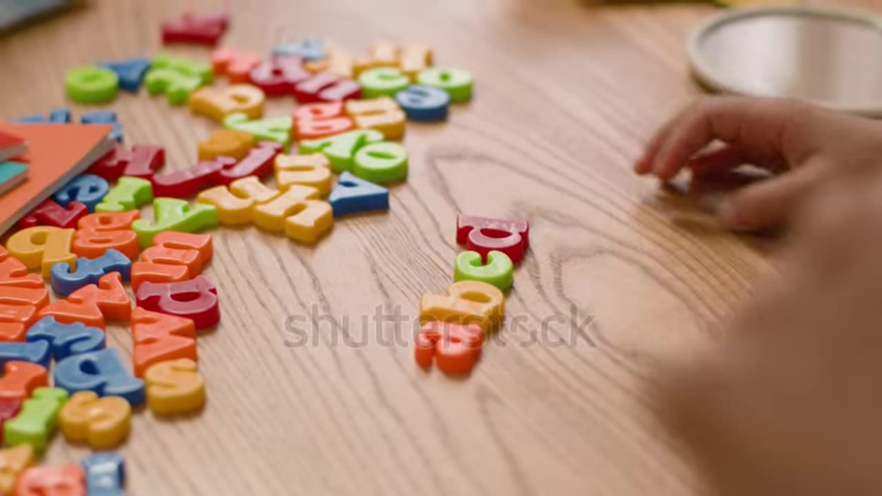 Hands lay out letters alphabet learning study children teach preschool educational
