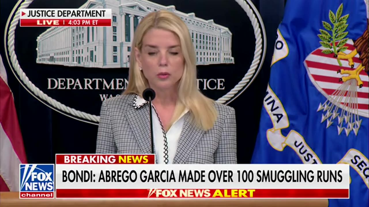 Pam Bondi Announces Smuggling Charges Against Abrego Garcia