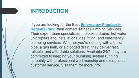 Best Emergency Plumber in Regents Park