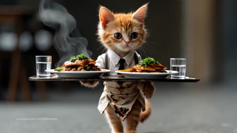 Poor cat working hard, day and night to feed his family