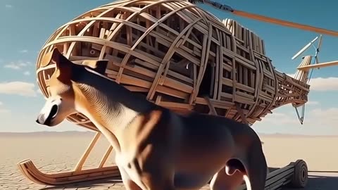 Dog is going in a helicopter...But it happens that?
