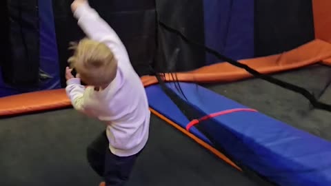Son Fails Trampoline Basketball Slam Dunk