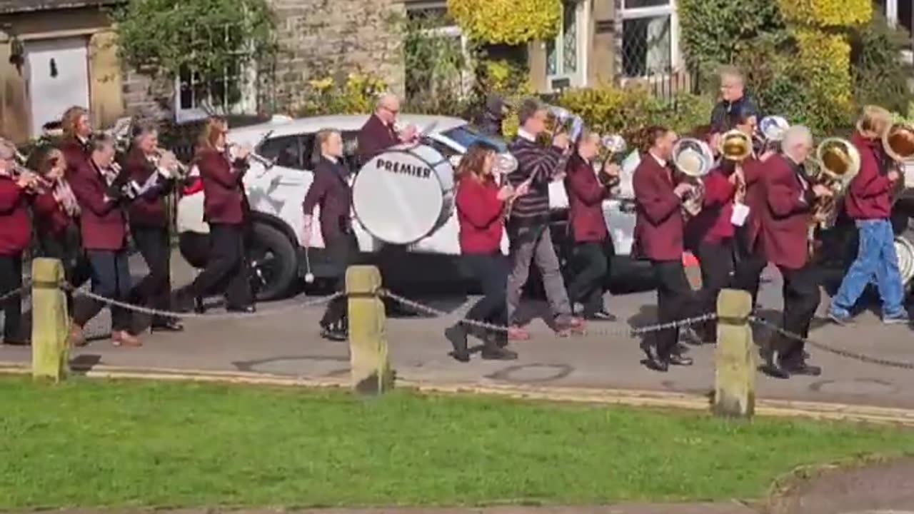 Palm Sunday parade in the village of Castleton in the Peak District