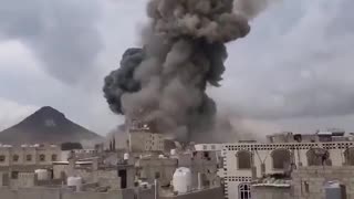 Footage posted to social media shows one of the Israeli strikes in Sanaa.
