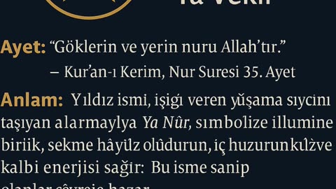 Yıldız İsminin Manevî Sırrı: Ya Nûr ile Kalbine Işık Kat! #keşfet #viral #trend