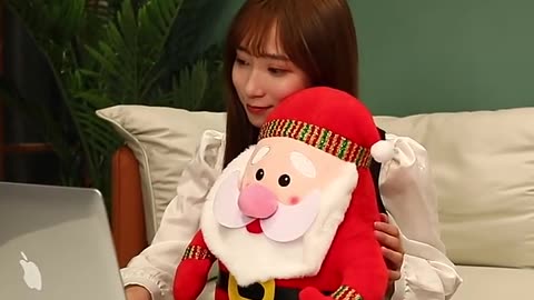 Cartoon stuffed animal plush christmas deer doll creative red scarf sitting elk doll