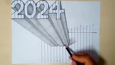 Breaking: Learn How to Draw 2024 in 3D drawing - easy step-by-step for beginners