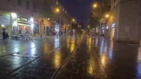 Unusual August rain in Jerusalem right now