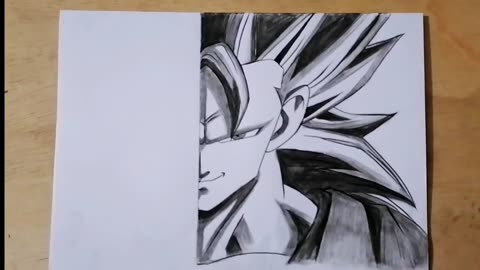 🔥 How to Draw Goku Super Saiyan 3 (Half Face) – Pencil Sketch Tutorial ✍️⚡