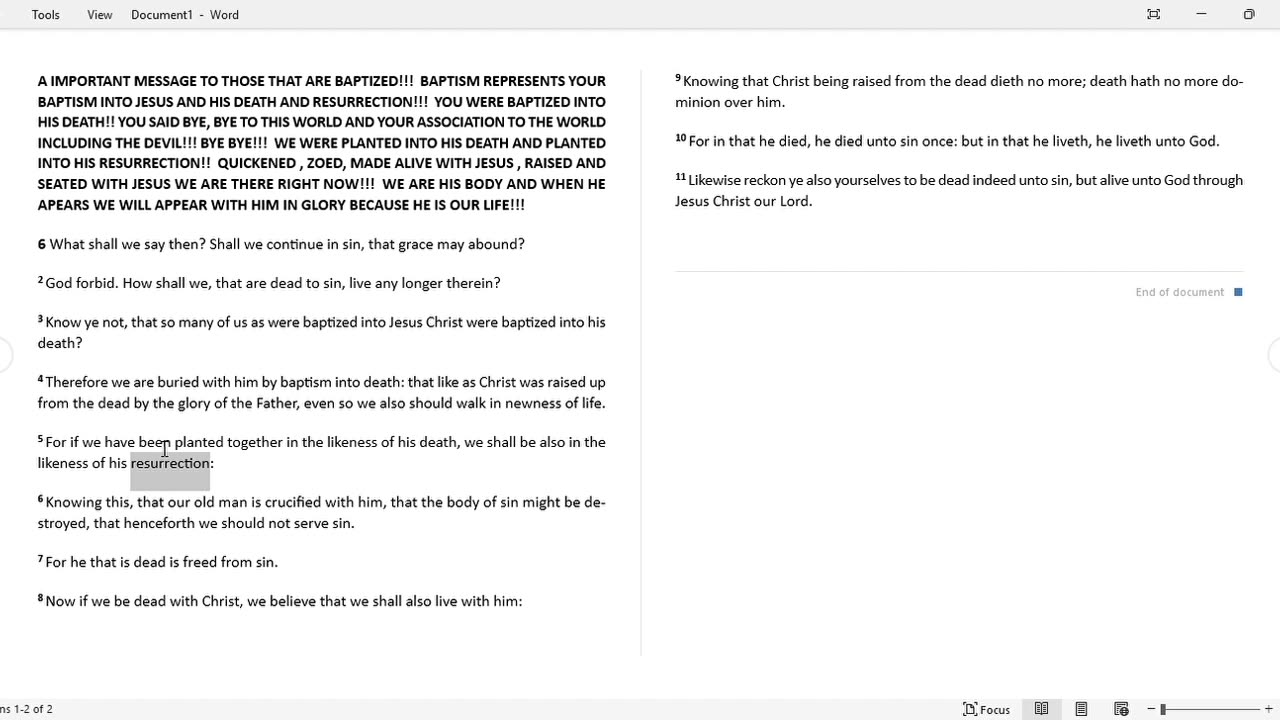 IMPORTANT INFORMATION TO ALL THOSE BAPTIZED!!!