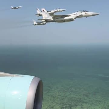 Qatari Fighter Jets welcome AF1! ✈️