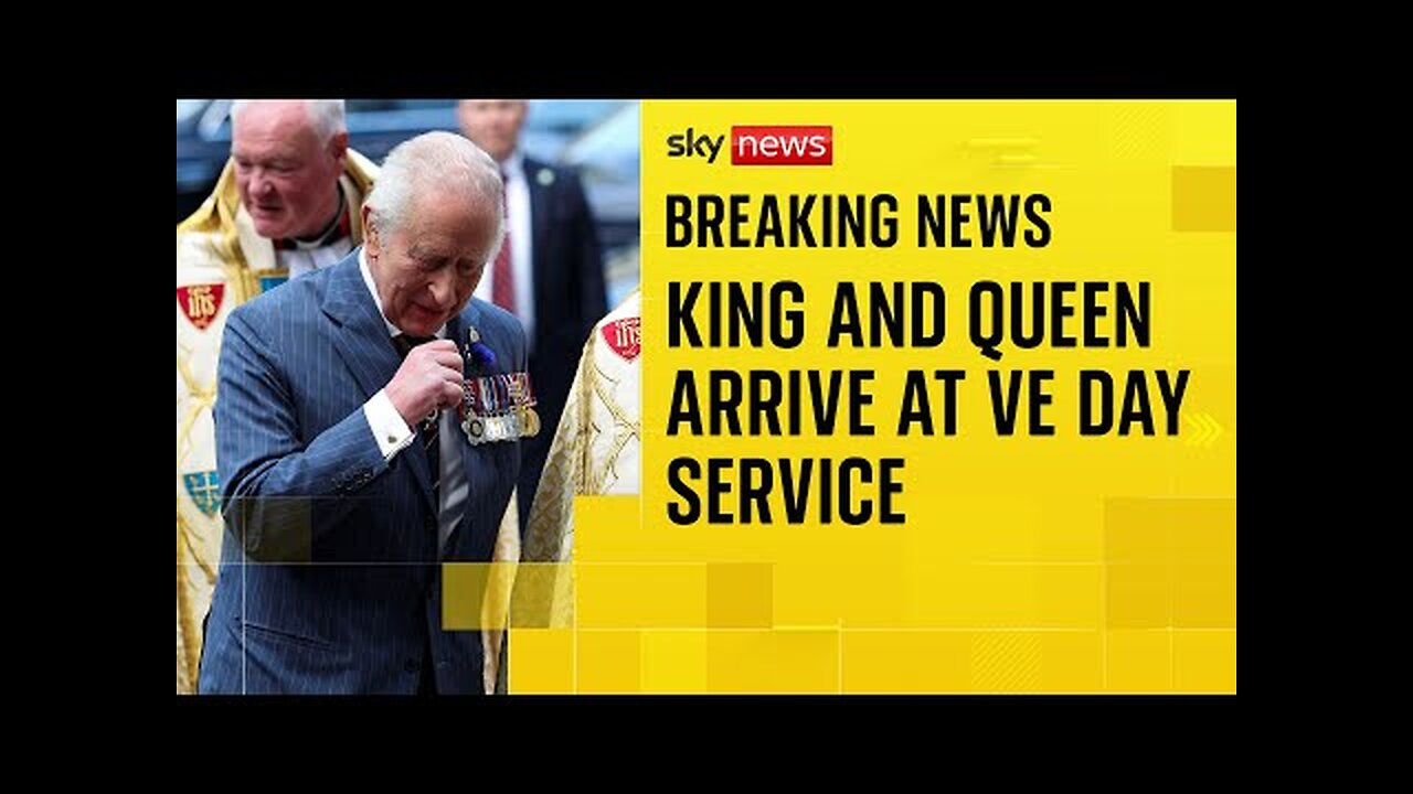King and Queen attend VE Day service at Westminster Abbey