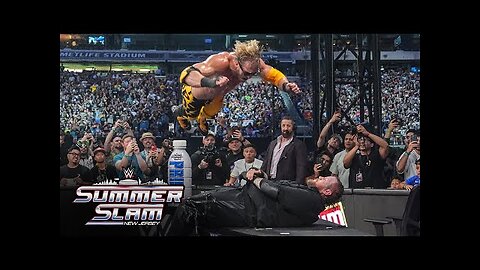 Logan Paul SMASHES Jelly Roll through a table with Frog Splash SummerSlam 2025 highlights - WWE