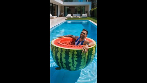 Messi Mocked Ronaldo for No Watermelon Raft… Ronaldo Returned With a Trophy Raft! 👑🔥 #shorts #mesi