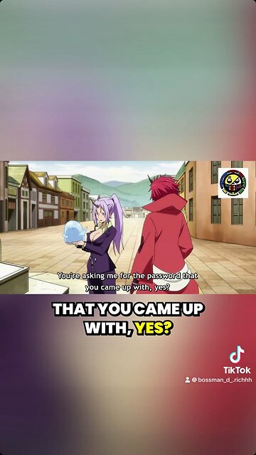 The viral password gag: "Shion's cooking tastes like shit" — Rimuru's awkward identity test and