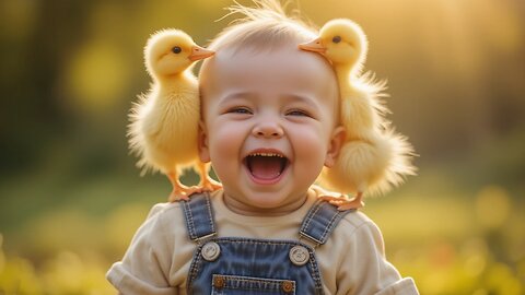 Adorable Baby and Ducklings: A Perfect Day! 🦆👶✨