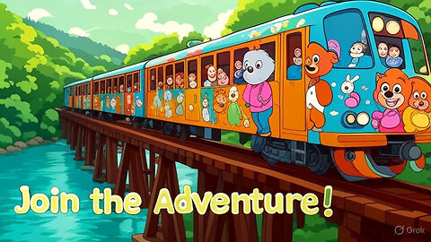 Cute Cartoon Animals in Cardigans: Join the Whimsical Train Adventure! 🐾🚂