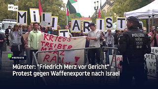 Münster: "Friedrich Merz vor Gericht" – Protest gegen Waffenexporte nach Israel