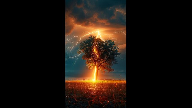 Lightning Strikes Tree Caught Camera! #lightning #thunder