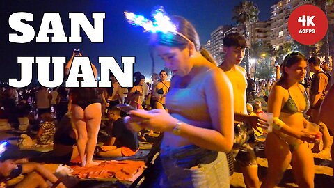 Malaga Walk from Malagueta Beach to City Center San Juan Night Walking Tour [4K 60FPS] Spain