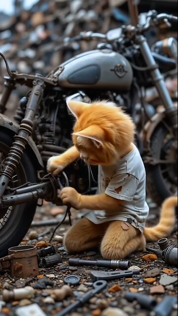 Bike riding cat wait for end