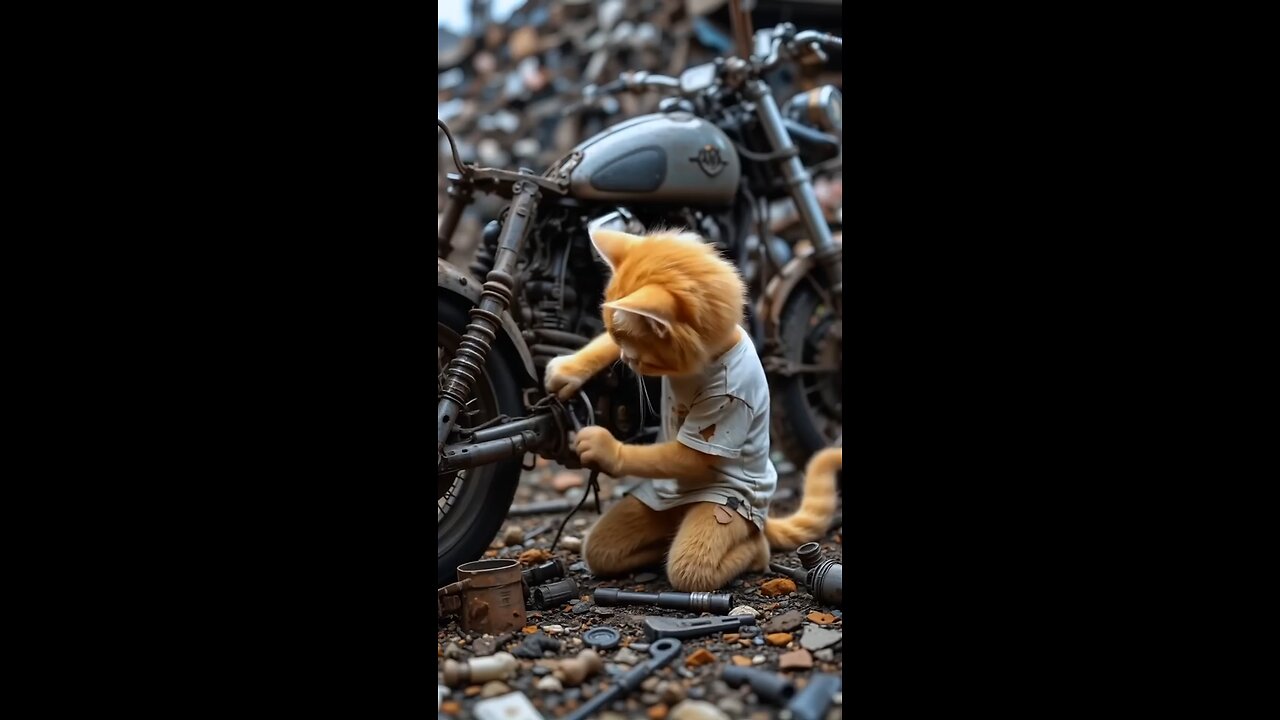 Bike riding cat wait for end