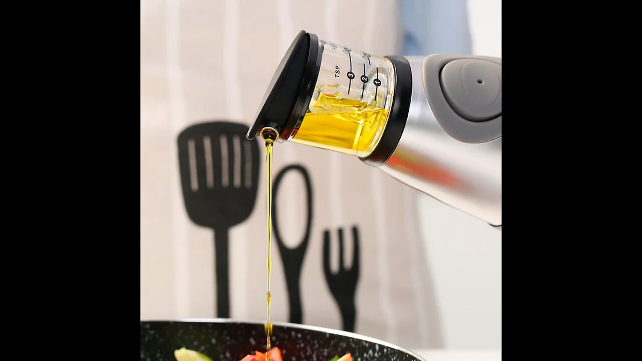Oil & Vinegar Dispenser With Measuring Cup On The Top